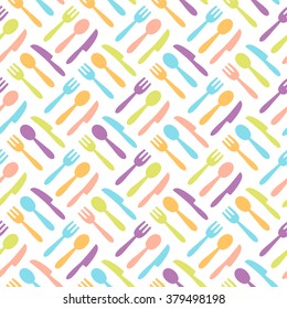 Seamless pattern with color kitchen items