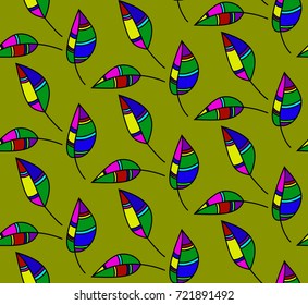 Seamless  pattern with color leaves