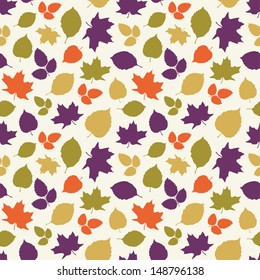 Seamless pattern with color leaves. Vector illustration