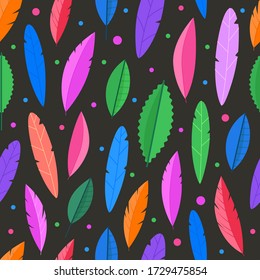 Seamless pattern of color leaves. Vector background