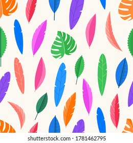 Seamless pattern of color leaves. Vector background
