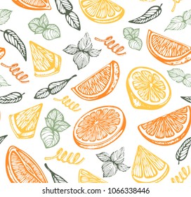 Seamless pattern with color lime, lemon and orange