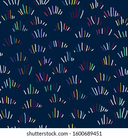Seamless pattern of the color line grass doodle