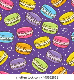 Seamless pattern with color macarons