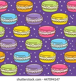 Seamless pattern with color macarons