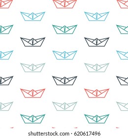 Seamless pattern with color paper boats