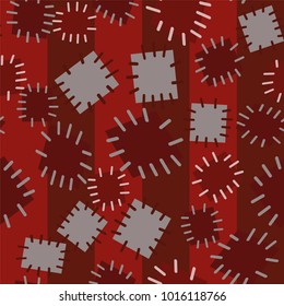 Seamless pattern in color patches. Bright cute background of multicolored scraps of fabric, sewn with different colors of thread. Can be used for fabric design, children's wallpaper, postcards. Vector