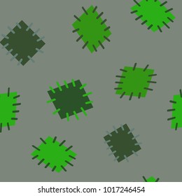 Seamless pattern in color patches. Bright cute background of multicolored scraps of fabric, sewn with different colors of thread. Can be used for fabric design, children's wallpaper, postcards. Vector