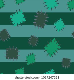 Seamless pattern in color patches. Bright cute background of multicolored scraps of fabric, sewn with different colors of thread. Can be used for fabric design, children's wallpaper, postcards. Vector