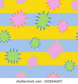 Seamless pattern in color patches. Bright cute background of multicolored scraps of fabric, sewn with different colors of thread. Can be used for fabric design, children's wallpaper, postcards. Vector