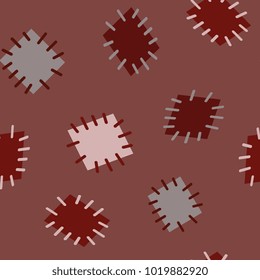 Seamless pattern in color patches. Bright cute background of multicolored scraps of fabric, sewn with different colors of thread. Can be used for fabric design, children's wallpaper, postcards. Vector