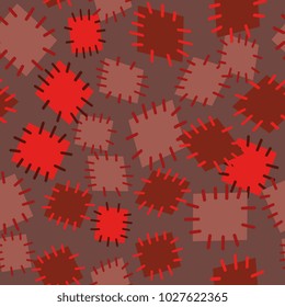 Seamless pattern in color patches. Bright cute background of multicolored scraps of fabric, sewn with different colors of thread. Can be used for fabric design, children's wallpaper, postcards. Vector