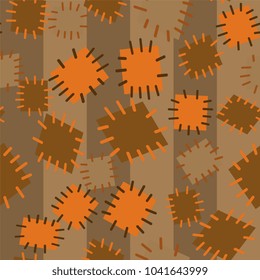 Seamless pattern in color patches. Bright cute background of multicolored scraps of fabric, sewn with different colors of thread. Can be used for fabric design, children's wallpaper, postcards. Vector