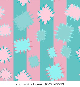 Seamless pattern in color patches. Bright cute background of multicolored scraps of fabric, sewn with different colors of thread. Can be used for fabric design, children's wallpaper, postcards. Vector