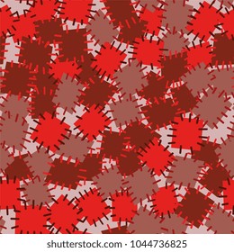 Seamless pattern in color patches. Bright cute background of multicolored scraps of fabric, sewn with different colors of thread. Can be used for fabric design, children's wallpaper, postcards. Vector