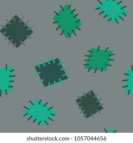 Seamless pattern in color patches. Bright cute background of multicolored scraps of fabric, sewn with different colors of thread. Can be used for fabric design, children's wallpaper, postcards. Vector