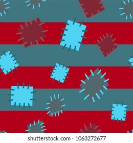 Seamless pattern in color patches. Bright cute background of multicolored scraps of fabric, sewn with different colors of thread. Can be used for fabric design, children's wallpaper, postcards. Vector