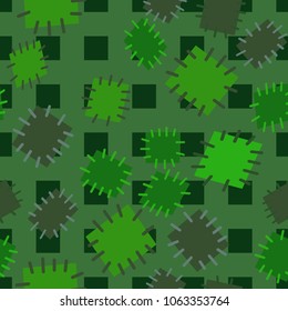 Seamless pattern in color patches. Bright cute background of multicolored scraps of fabric, sewn with different colors of thread. Can be used for fabric design, children's wallpaper, postcards. Vector