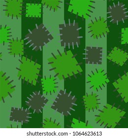 Seamless pattern in color patches. Bright cute background of multicolored scraps of fabric, sewn with different colors of thread. Can be used for fabric design, children's wallpaper, postcards. Vector