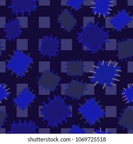 Seamless pattern in color patches. Bright cute background of multicolored scraps of fabric, sewn with different colors of thread. Can be used for fabric design, children's wallpaper, postcards. Vector