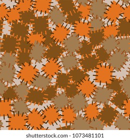Seamless pattern in color patches. Bright cute background of multicolored scraps of fabric, sewn with different colors of thread. Can be used for fabric design, children's wallpaper, postcards. Vector