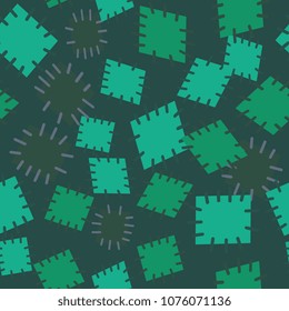 Seamless pattern in color patches. Bright cute background of multicolored scraps of fabric, sewn with different colors of thread. Can be used for fabric design, children's wallpaper, postcards. Vector