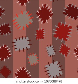 Seamless pattern in color patches. Bright cute background of multicolored scraps of fabric, sewn with different colors of thread. Can be used for fabric design, children's wallpaper, postcards. Vector