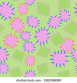 Seamless pattern in color patches. Bright cute background of multicolored scraps of fabric, sewn with different colors of thread. Can be used for fabric design, children's wallpaper, postcards. Vector