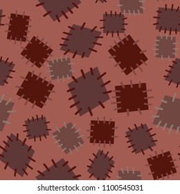 Seamless pattern in color patches. Bright cute background of multicolored scraps of fabric, sewn with different colors of thread. Can be used for fabric design, children's wallpaper, postcards. Vector