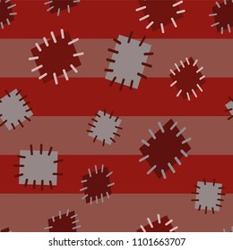 Seamless pattern in color patches. Bright cute background of multicolored scraps of fabric, sewn with different colors of thread. Can be used for fabric design, children's wallpaper, postcards. Vector
