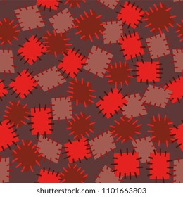 Seamless pattern in color patches. Bright cute background of multicolored scraps of fabric, sewn with different colors of thread. Can be used for fabric design, children's wallpaper, postcards. Vector