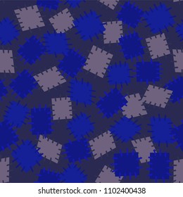 Seamless pattern in color patches. Bright cute background of multicolored scraps of fabric, sewn with different colors of thread. Can be used for fabric design, children's wallpaper, postcards. Vector