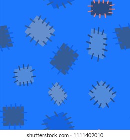 Seamless pattern in color patches. Bright cute background of multicolored scraps of fabric, sewn with different colors of thread. Can be used for fabric design, children's wallpaper, postcards. Vector