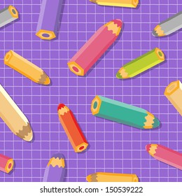 Seamless pattern with color pencils. School background. Vector illustration.