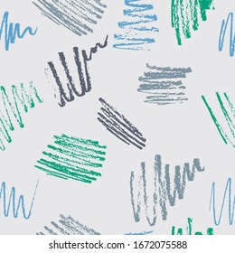 Seamless pattern.  Seamless pattern of the color pencils strokes.  Random order. Chaotic pattern. Children flourish. Fashion camouflage.