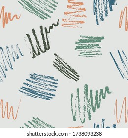 Seamless pattern.  Seamless pattern of the color pencils strokes.  It is possible to repeat it continuously without any seams. Chaotic pattern. Children flourish. Fashion camouflage.