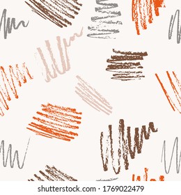 Seamless pattern.  Seamless pattern of the color pencils strokes.  It is possible to repeat it continuously without any seams. Chaotic pattern. Children flourish. Fashion camouflage.