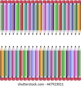  Seamless pattern of color pencils vector illustration. Colorful crayons design element. 