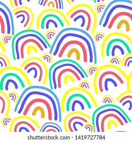 Seamless pattern with  color rainbow. Doodle