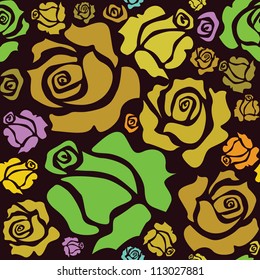 seamless pattern of color roses - illustration