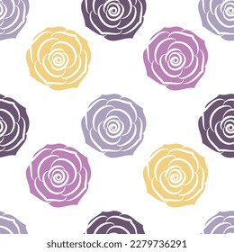 Seamless pattern from color roses. Yellow, pink flowers. Vector illustration.