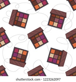 Seamless pattern of color set makeup products