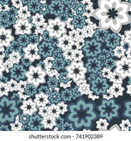 Seamless pattern. Color seven-sided figures. Funny camouflage.