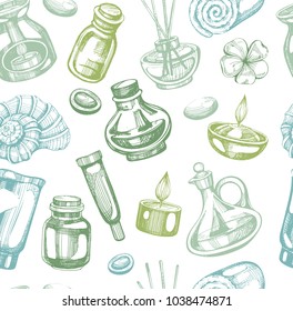 Seamless pattern with color spa icons