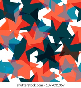 Seamless pattern with color stars. For print, textile, background design. Vector illustration