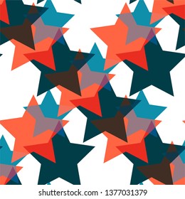 Seamless pattern with color stars. For print, textile, background design. Vector illustration