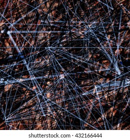 Seamless pattern with color stripes and dark scratches. Randomly mixed. Thin straight line. Streaks. Abstract vector pattern. As a network. Grunge template.