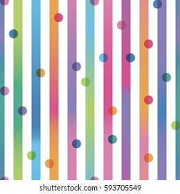 Seamless Pattern Color Strips With Circles