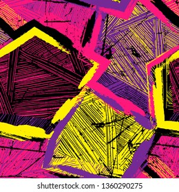 Seamless pattern with color strokes. Abstract urban pattern for clothes, your design.