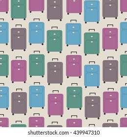 Seamless pattern with color suitcase icons